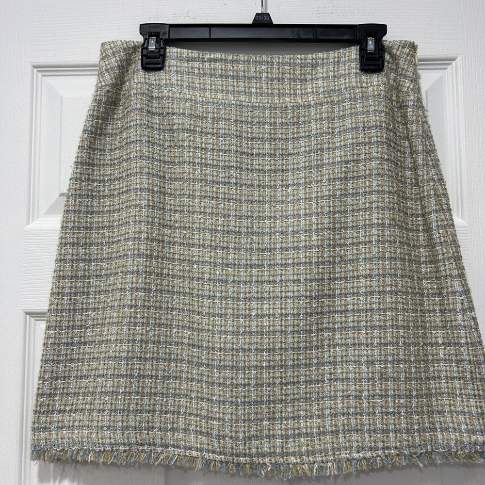 UNIFORM JOHN PAUL RICHARD Business Casual Tweed‎ Plaid Raw Hem Skirt size 10